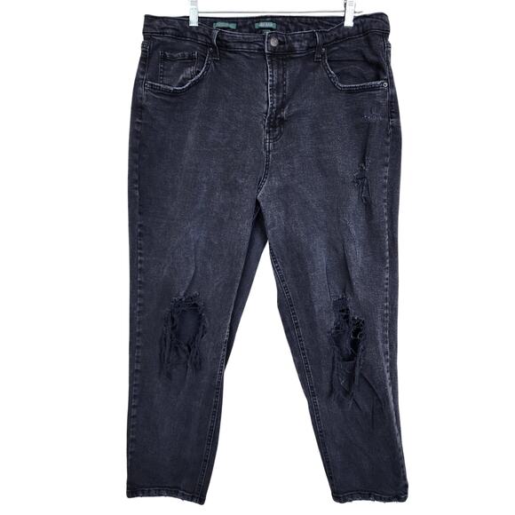 Soft Black Distressed Size 17 Jeans - Picture 1 of 8